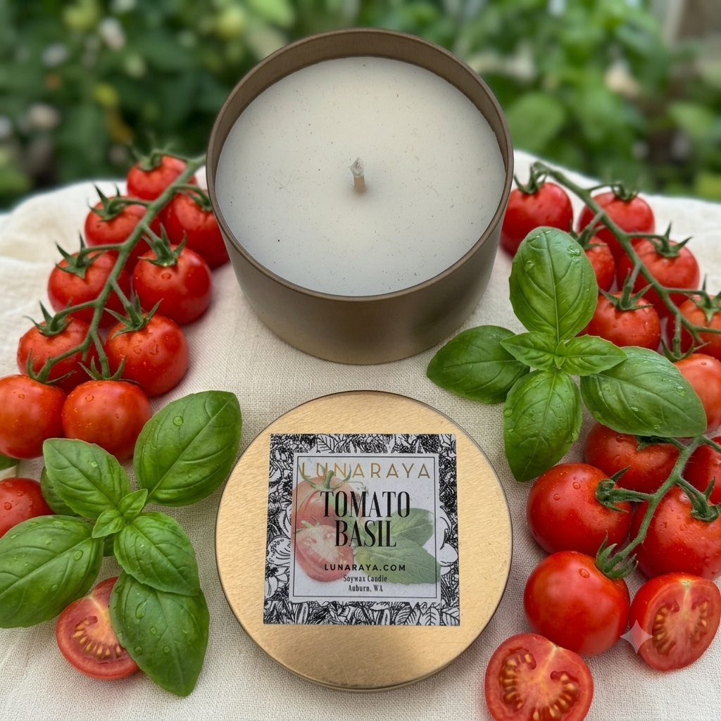 Tomato Basil Soy Wax Candle (8 oz) – Lunaraya